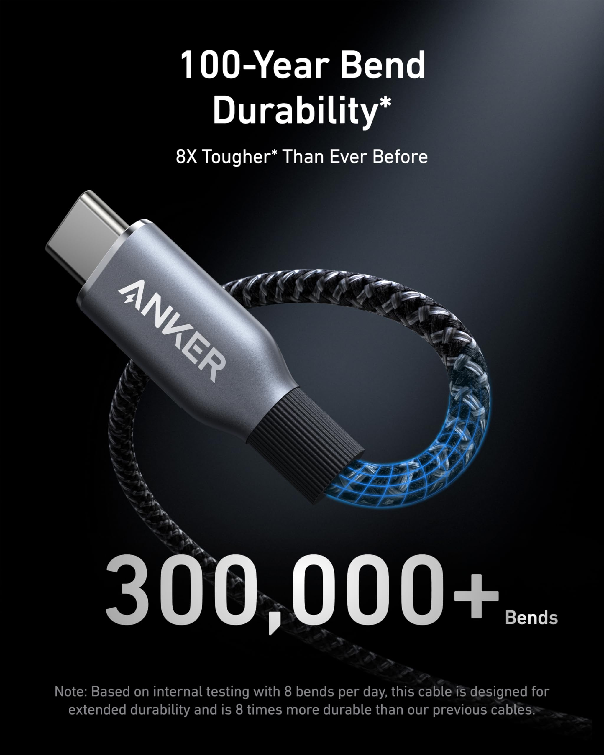 Anker cable with bend durability for 300,000+ bends