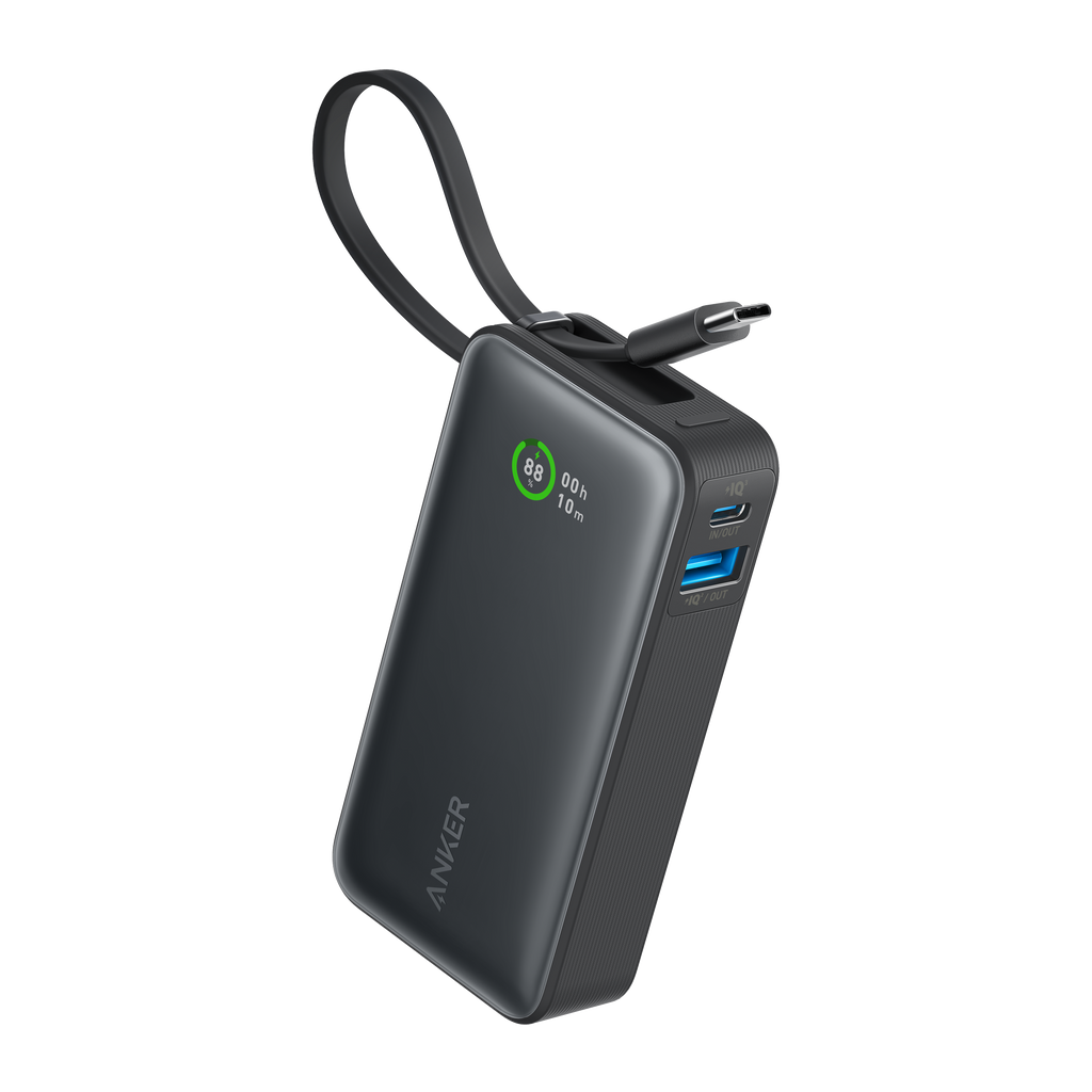 Nano Power Bank (30W, Built-In USB-C Cable)