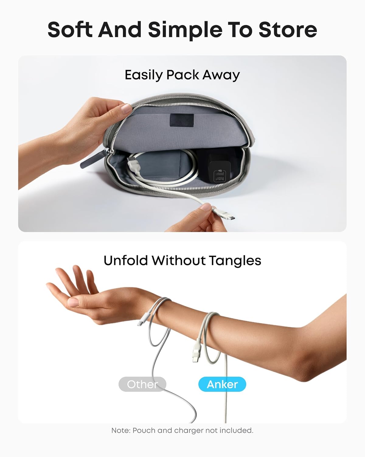 Anker cable with braided body for tangle-free storage